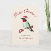 Aangepaste Santa Hummingbird Holiday Card Feestdagen Kaart (Voorkant)