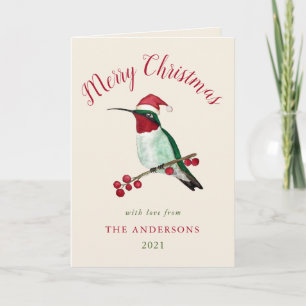 Aangepaste Santa Hummingbird Holiday Card Feestdagen Kaart