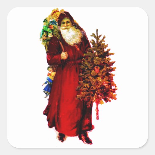 AANGEPASTE SANTA-ILLUSTRATIE VIERKANTE STICKER (Voorkant)