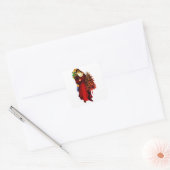 AANGEPASTE SANTA-ILLUSTRATIE VIERKANTE STICKER (Envelop)