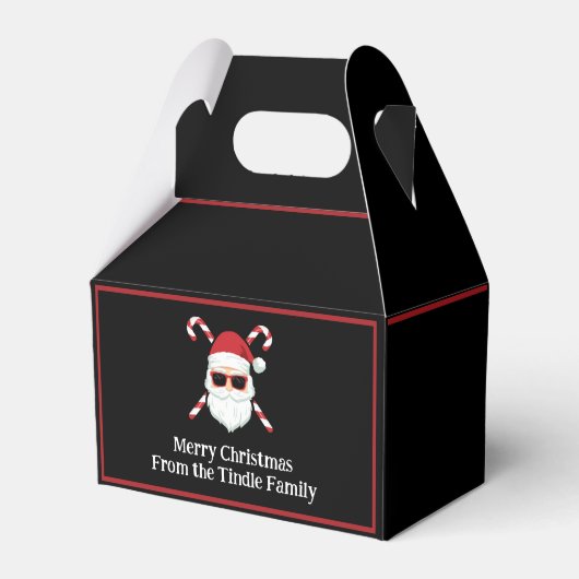 Aangepaste Santa met Candy Cane Cross Botten Bedankdoosjes (Voorkant Zijde)