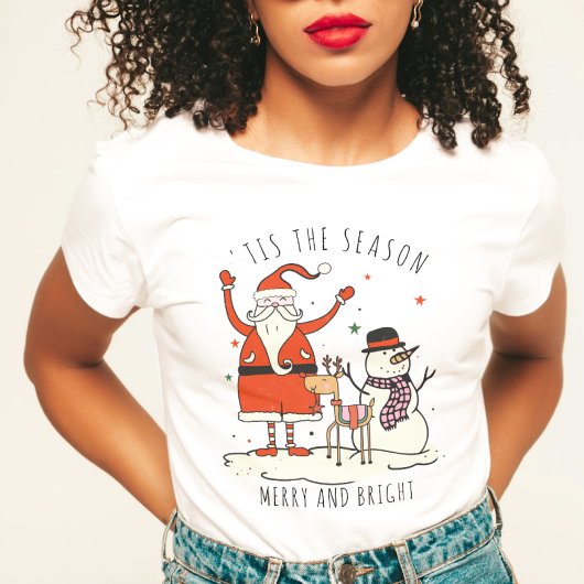 Aangepaste Santa Snowman Rendier Star Christmas Hy T-shirt