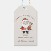 Aangepaste Santa waterverf kerstsfeer cadeau Cadeaulabel (Voorkant)