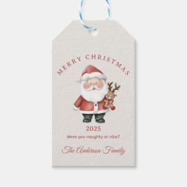 Aangepaste Santa waterverf kerstsfeer cadeau Cadeaulabel