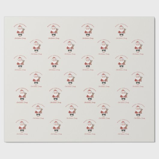 Aangepaste Santa waterverf kerstsfeer cadeau Cadeaupapier (Vlak)