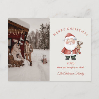 Aangepaste Santa waterverf kerstsfeer cadeau Feestdagenkaart