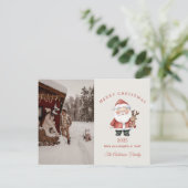 Aangepaste Santa waterverf kerstsfeer cadeau Feestdagenkaart (Staand voorkant)