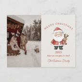 Aangepaste Santa waterverf kerstsfeer cadeau Feestdagenkaart (Voorkant)