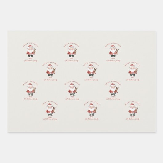 Aangepaste Santa waterverf kerstsfeer cadeau Inpakpapier Vel (Voorkant 3)