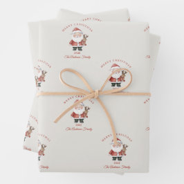 Aangepaste Santa waterverf kerstsfeer cadeau Inpakpapier Vel