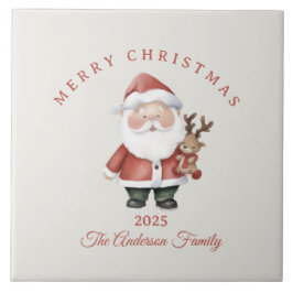 Aangepaste Santa waterverf kerstsfeer cadeau Tegeltje
