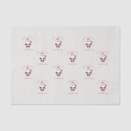 Aangepaste Santa waterverf kerstsfeer cadeau Tissuepapier (Voorkant)