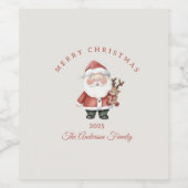 Aangepaste Santa waterverf kerstsfeer cadeau Wijn Etiket (Enkel label)