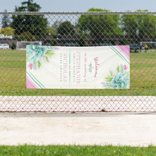 Aangepaste sappige bruiloft kunst welkom banner (Insitu)