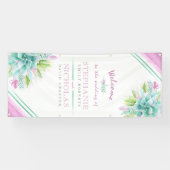 Aangepaste sappige bruiloft kunst welkom banner (Horizontaal)