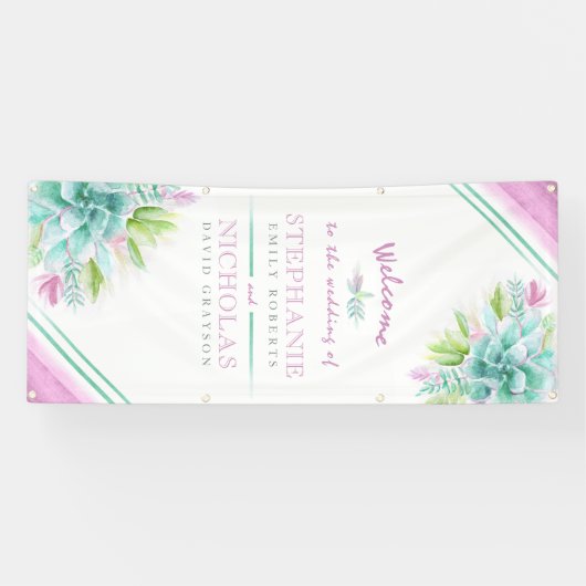 Aangepaste sappige bruiloft kunst welkom banner (Horizontaal)