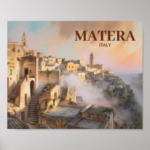 Aangepaste Sassi di Matera Italië Reis Waterverf Poster