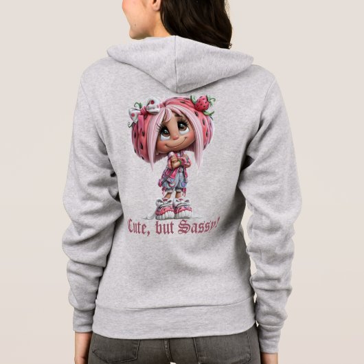 Aangepaste Sassy Strawberry Hoodie (Achterkant)