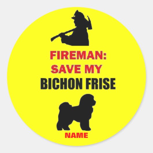 Aangepaste Save My Bichon Frise Ronde Sticker (Voorkant)
