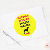 Aangepaste Save My Boston Terrier Ronde Sticker (Envelop)
