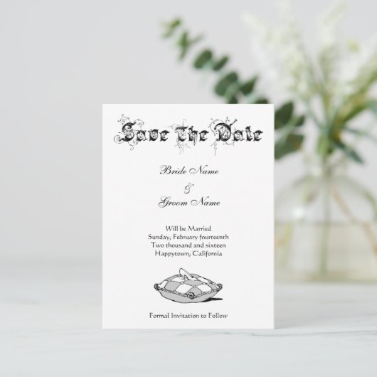 Aangepaste Save the Date Assepoester Slipper Grijz Aankondigingskaart (Staand voorkant)