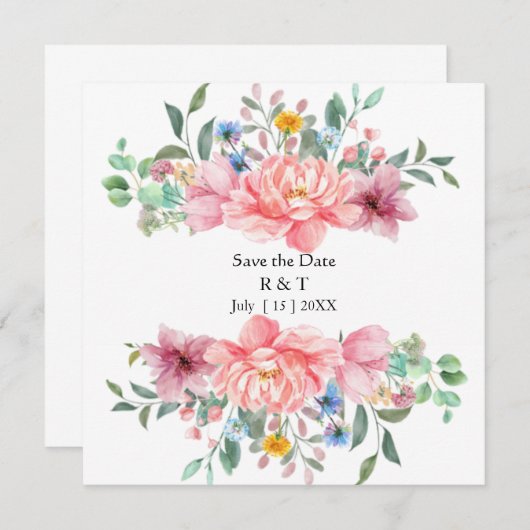 aangepaste save the date bloemkaart (Voorkant / Achterkant)