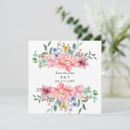 aangepaste save the date bloemkaart (Staand voorkant)