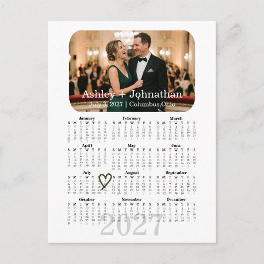 Aangepaste 'Save the Date' Foto 2027 Kalender Post Briefkaart (Voorkant)