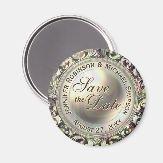 Aangepaste Save the Date Goud Glam  Magneet (Voorkant / Achterkant)