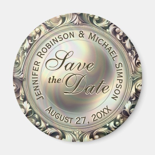 Aangepaste Save the Date Goud Glam  Magneet (Voorkant)