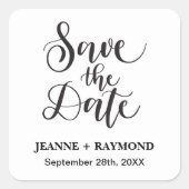 Aangepaste Save The Date Huwelijksaankondiging Vierkante Sticker (Voorkant)