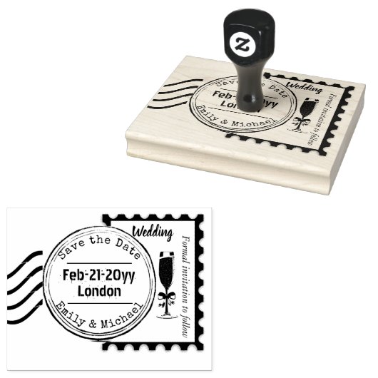 Aangepaste Save the Date Huwelijksstempel POSTZEGE Rubberstempel (Gestempeld)