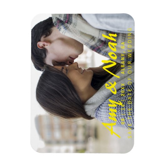 Aangepaste Save The Date-magneet - Foto en tekst Magneet (Verticaal)