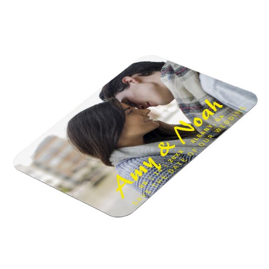 Aangepaste Save The Date-magneet - Foto en tekst Magneet (Linkerzijde)