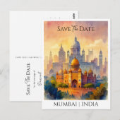 Aangepaste Save the Date Mumbai India Aquarel Briefkaart (Voorkant / Achterkant)