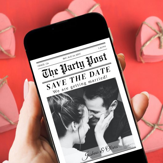 Aangepaste Save the Date Newspaper Magazine Hoesje Kaart