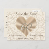 Aangepaste Save the Date Post Kaart 60ste Jubileum (Voorkant / Achterkant)