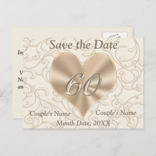 Aangepaste Save the Date Post Kaart 60ste Jubileum (Voorkant / Achterkant)