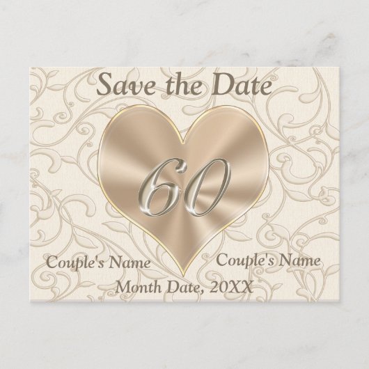 Aangepaste Save the Date Post Kaart 60ste Jubileum (Voorkant)