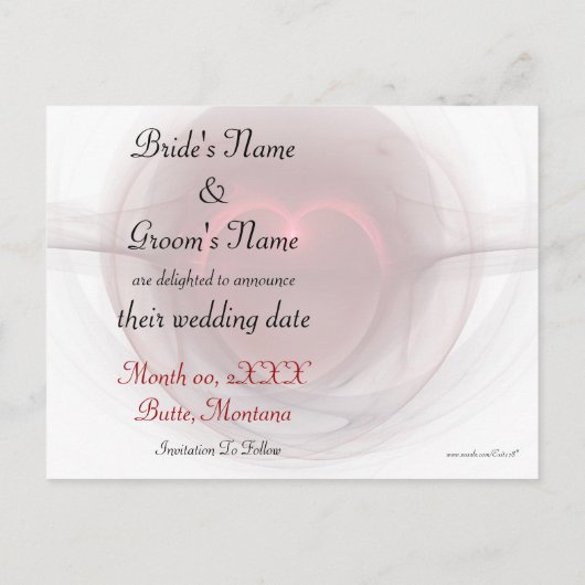 Aangepaste Save the Date Red Lighting Heart Briefkaart (Achterkant)