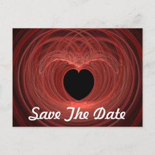 Aangepaste Save the Date Red Spiraled Heart Briefkaart