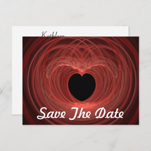 Aangepaste Save the Date Red Spiraled Heart Briefkaart (Voorkant / Achterkant)