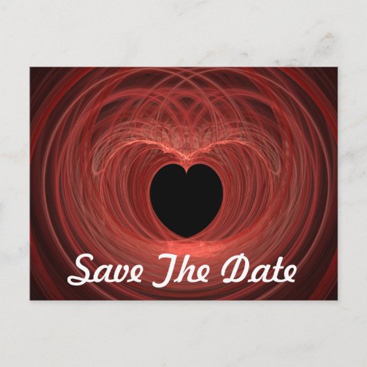 Aangepaste Save the Date Red Spiraled Heart Briefkaart (Voorkant)