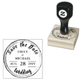 Aangepaste Save the Date Ronde Trouwdag Vintage Rubberstempel (Gestempeld)