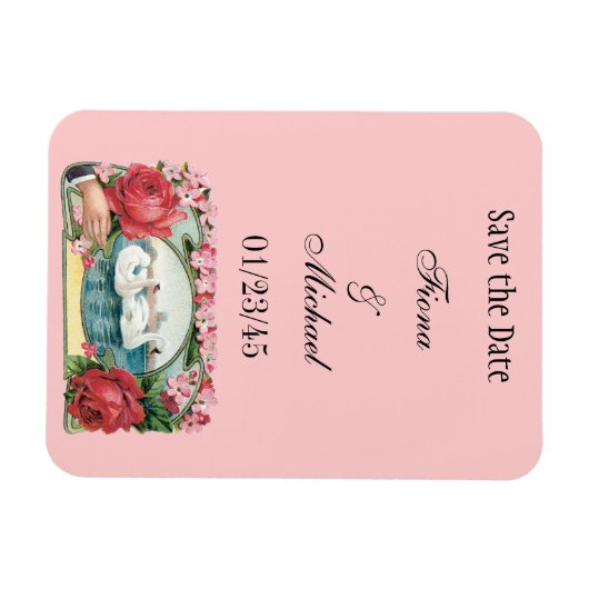 Aangepaste Save the Date Zwanen en Rozen Magnet Magneet (Horizontaal)