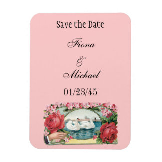 Aangepaste Save the Date Zwanen en Rozen Magnet Magneet