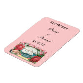 Aangepaste Save the Date Zwanen en Rozen Magnet Magneet (Linkerzijde)