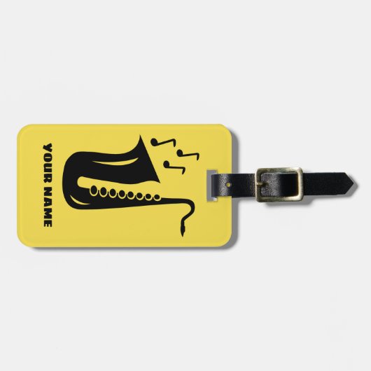 Aangepaste saxofone-logo-bagagelabels bagagelabel (Voorkant horizontaal)