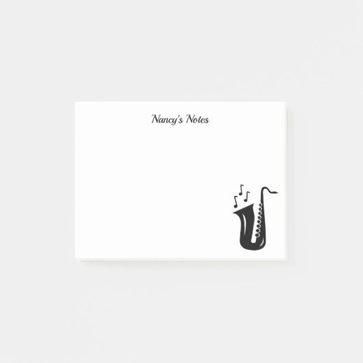 Aangepaste saxofone post met saxofonist post-it® notes (Voorkant)