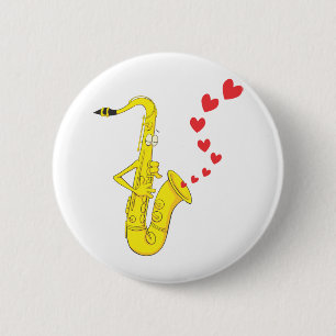 Aangepaste saxophone serenading Love Ronde Button 5,7 Cm